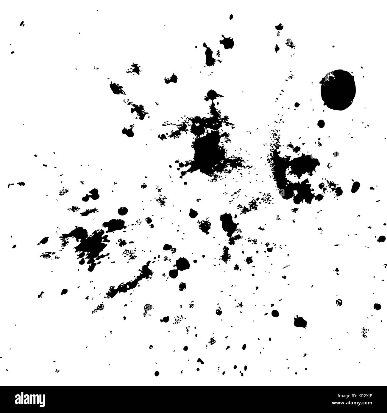 Black ink paint explosion splatter artistic cover design sketch. Drawing dot splash texture