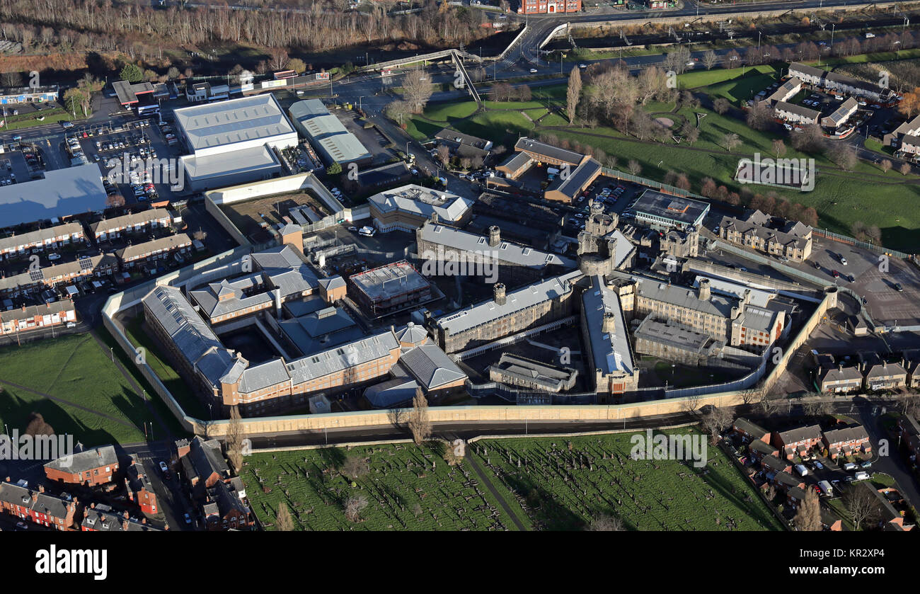 aerial view of Armley Prison jail, Leeds, UK Stock Photo
