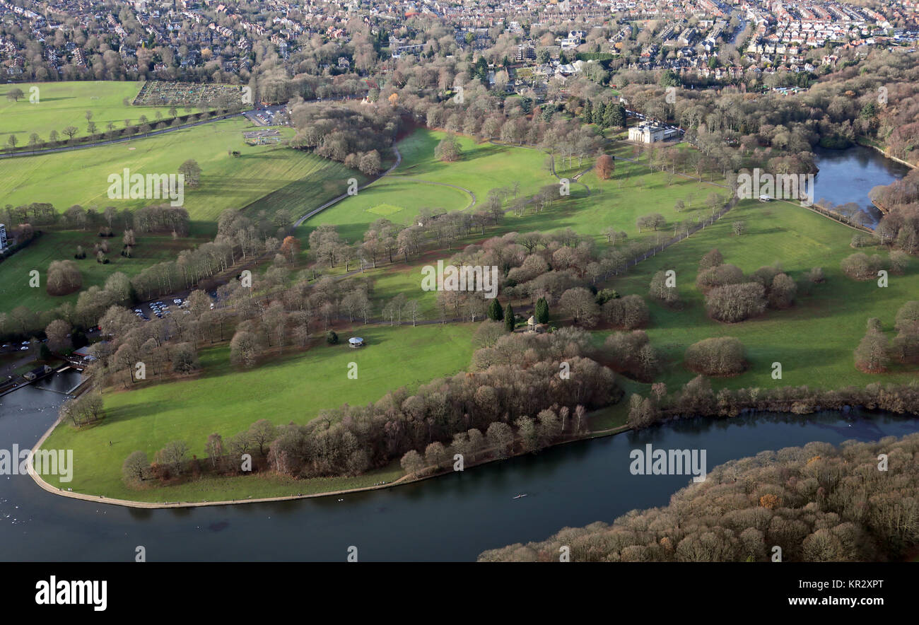 aerial view of Roundhay Park in Leeds, UK Stock Photo