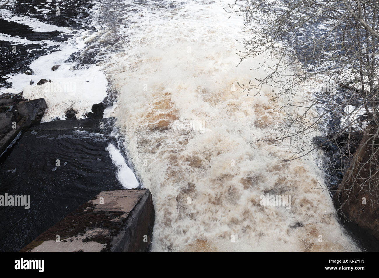 Waterfall, Oredezh River. Leningrad Oblast, Russia Stock Photo