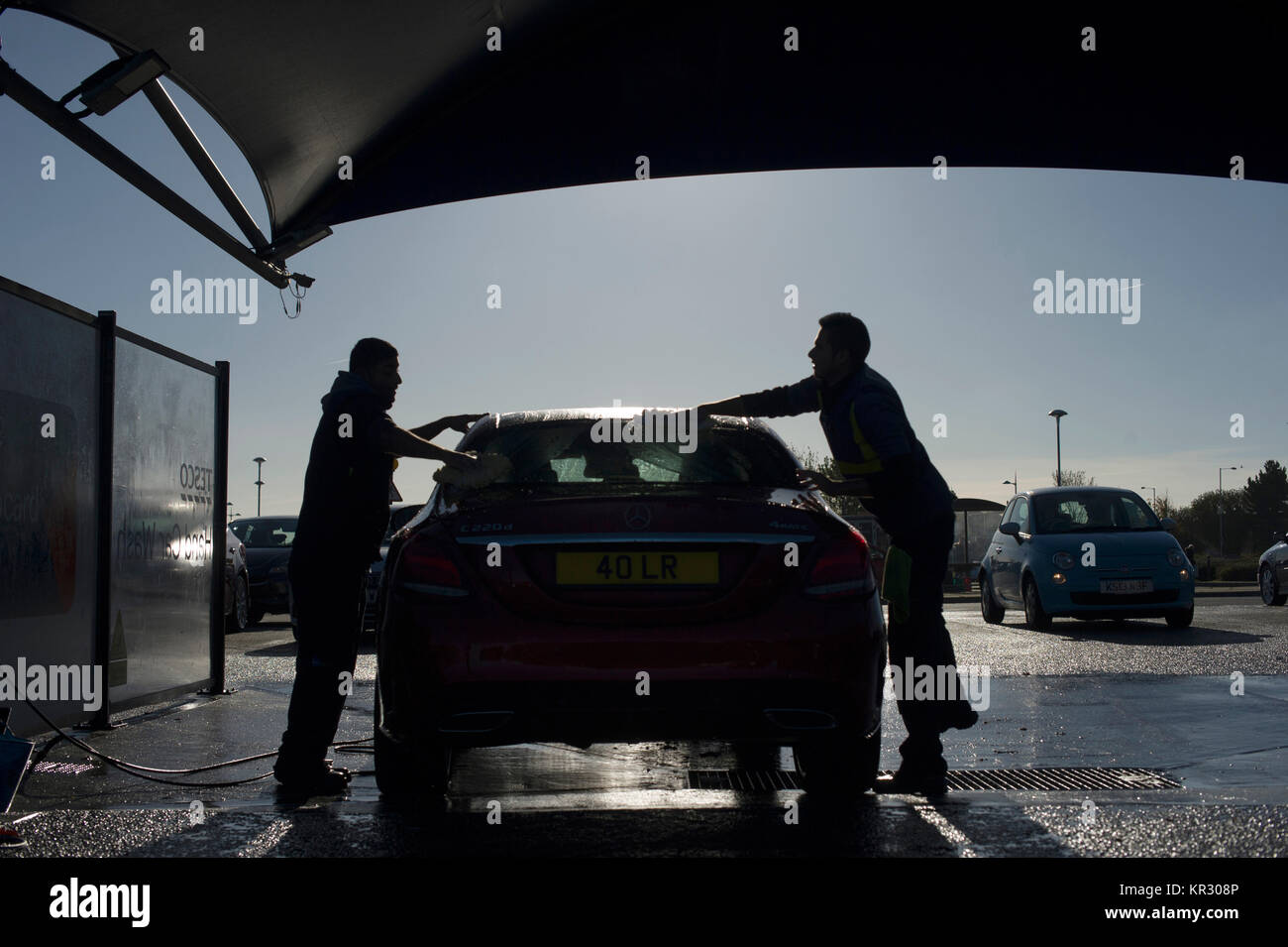 Hand car wash in supermarket carpark Stock Photo Alamy