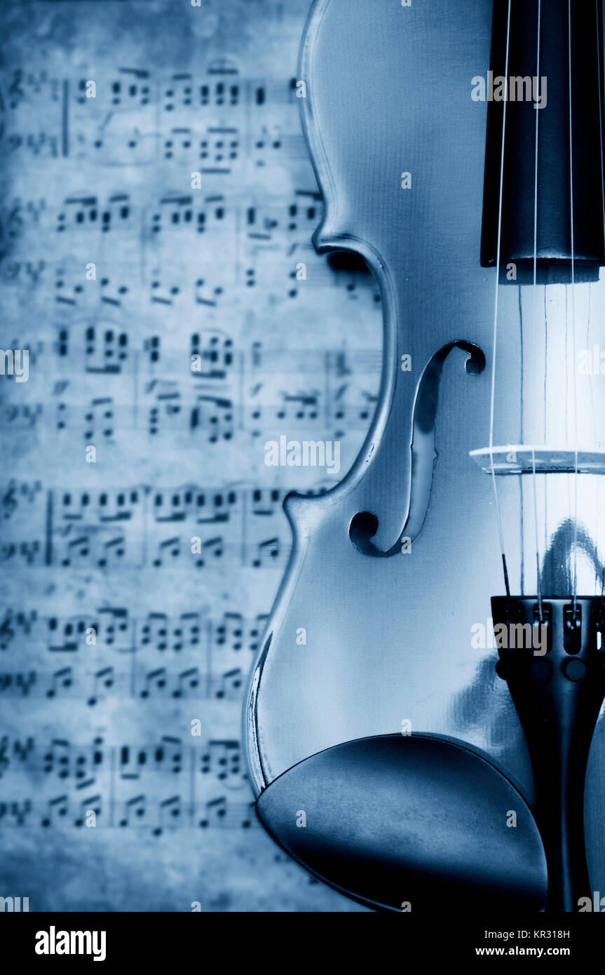 classic violin and score of music Stock Photo