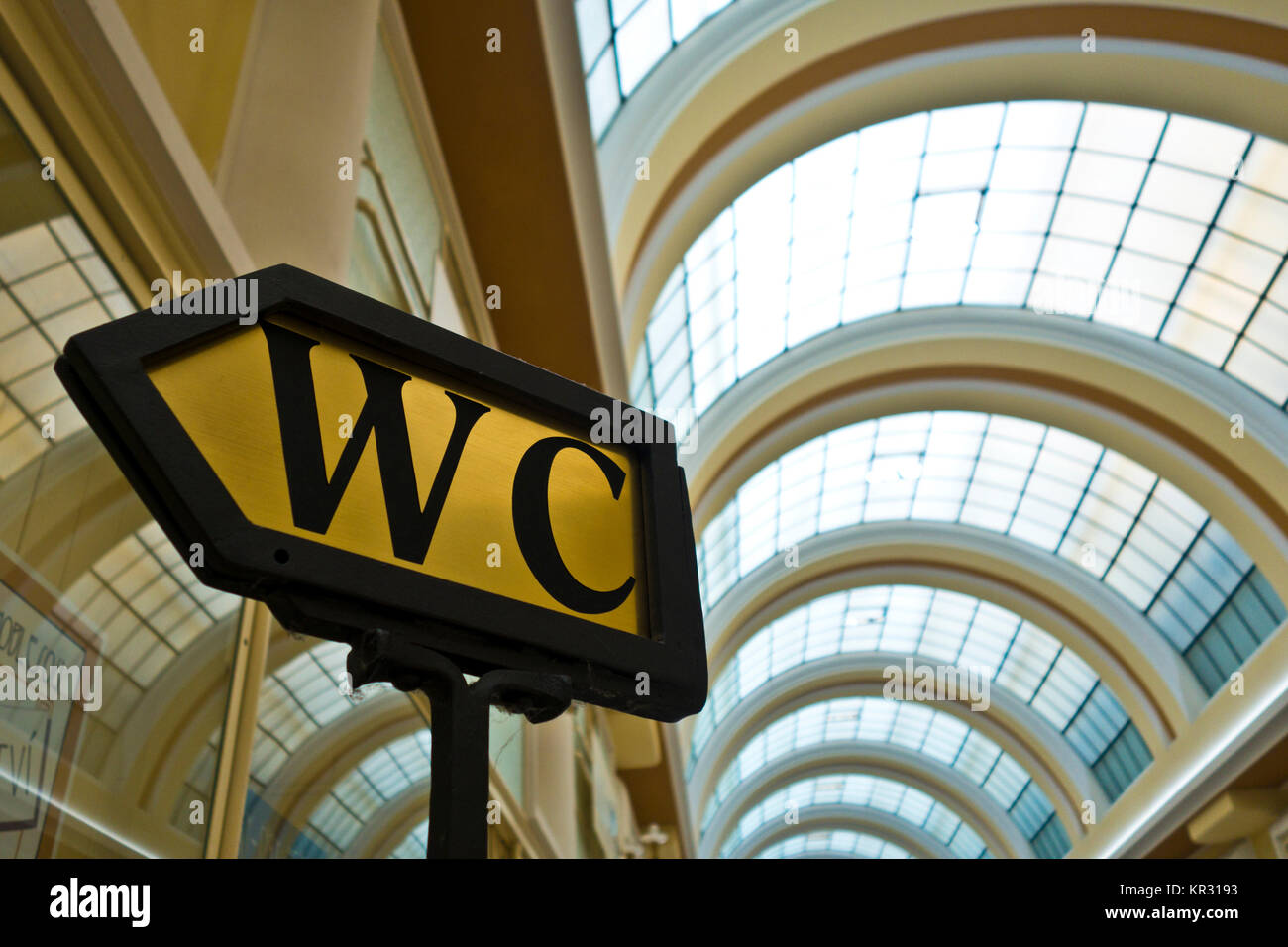 WC sign indication in a gallery Stock Photo