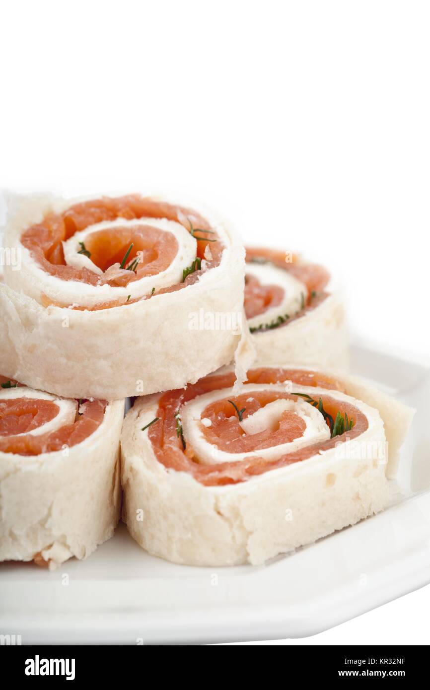 smoked salmon sushi rolls Stock Photo - Alamy