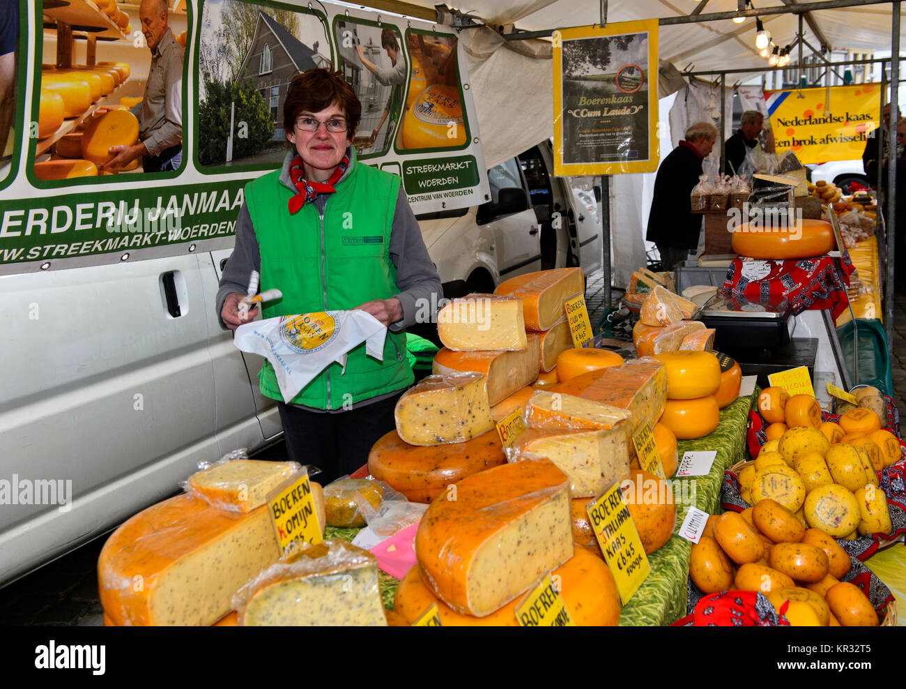 Cheese stall at the cheese market, Gouda, Netherlands Stock Photo Alamy