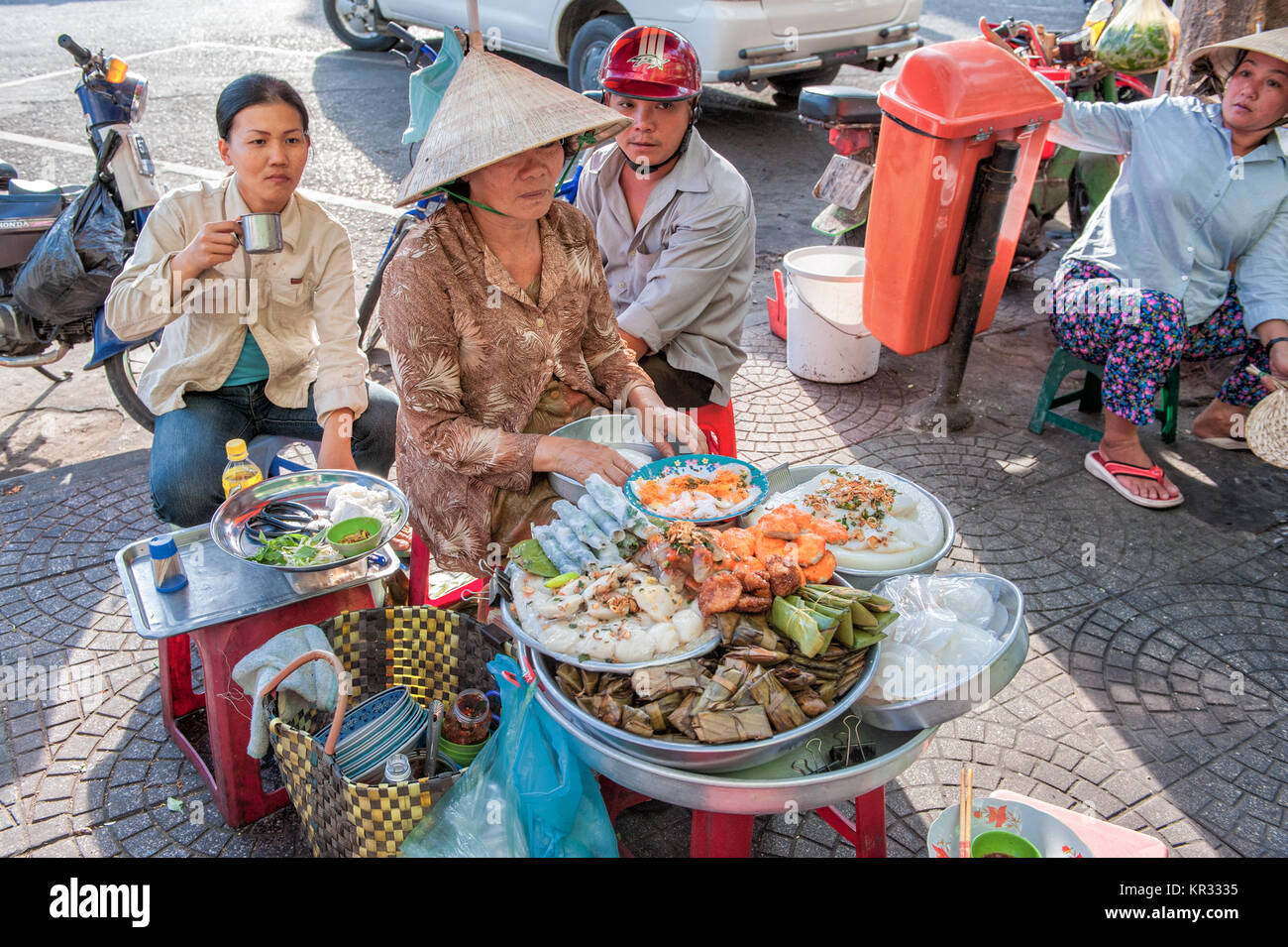 Street food served in Ho Chi Minh City. The city is famous for its street food served by