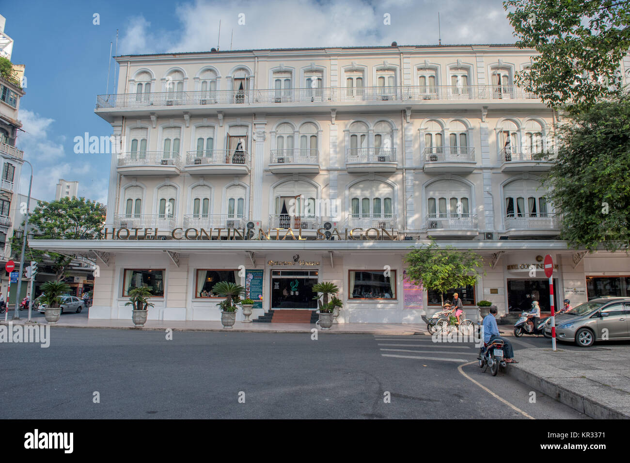 Legendary Hotel Continental in Saigon. This famous hotel has been a hangout for war correspondents and Graham Green wrote “The Quiet American” here. Stock Photo
