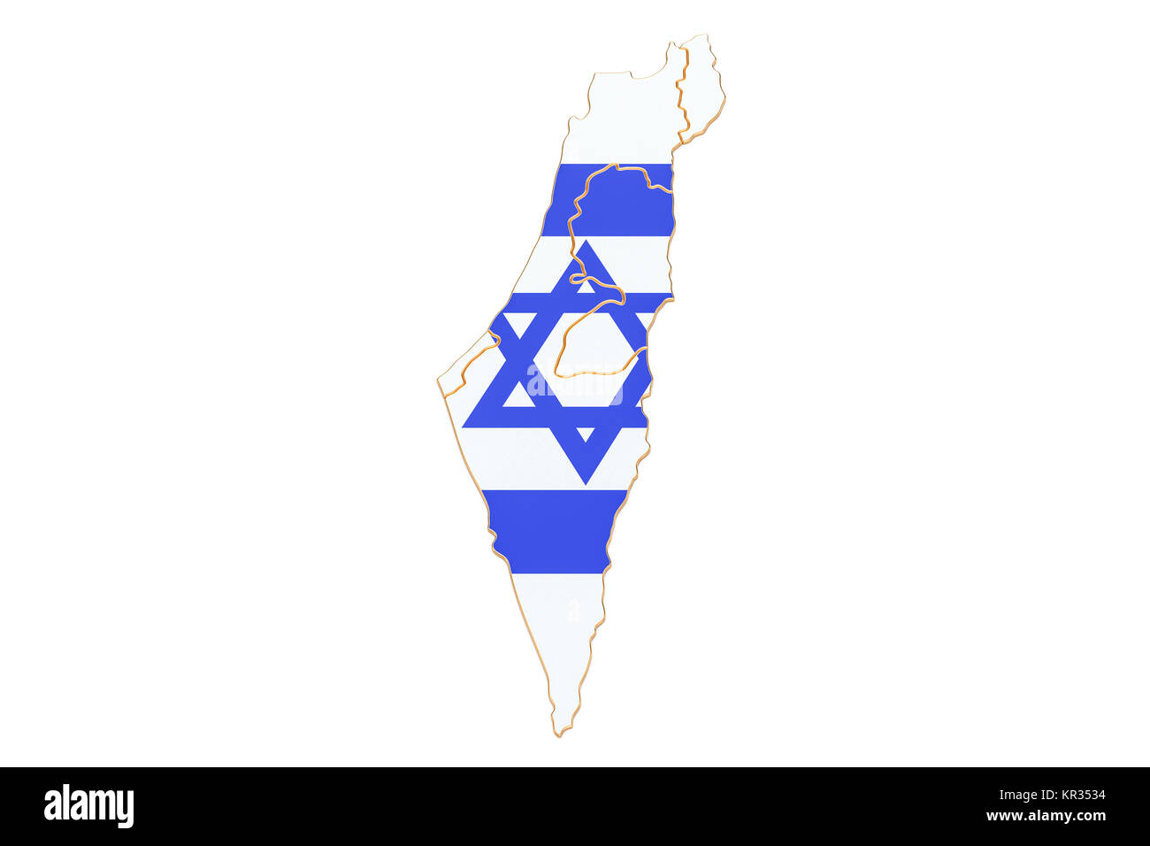 Map of Israel, 3D rendering isolated on white background Stock Photo