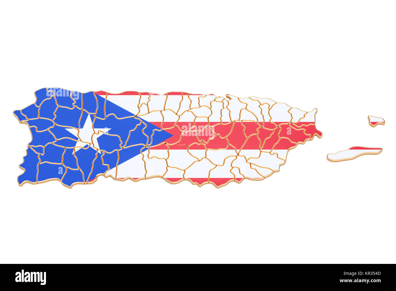 Map Of Puerto Rico 3d Rendering Isolated On White Background Stock Photo Alamy