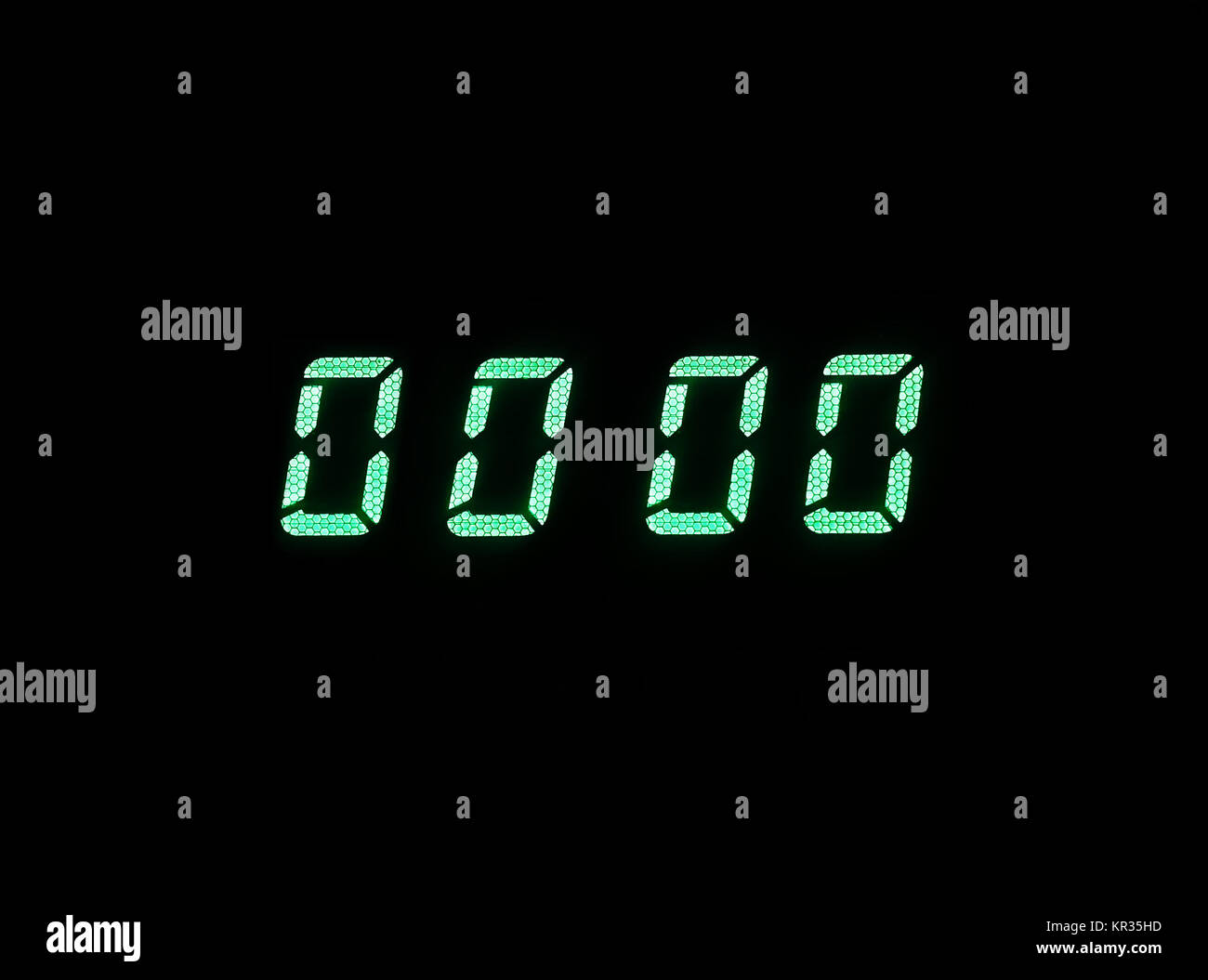 Horizontal green digital zero display alarm clock background bac Stock  Photo - Alamy