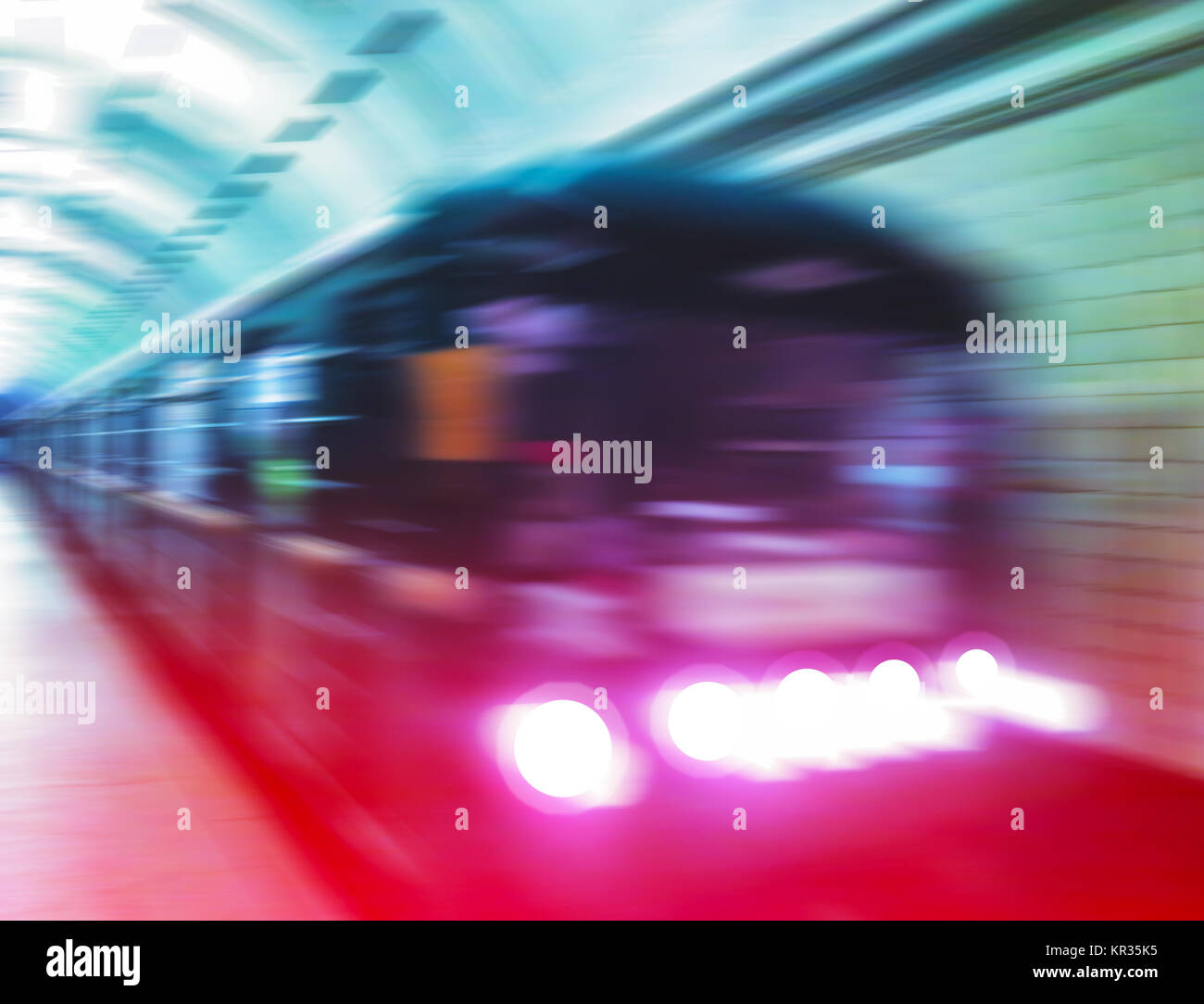 Diagonal metro train in motion abstraction background Stock Photo