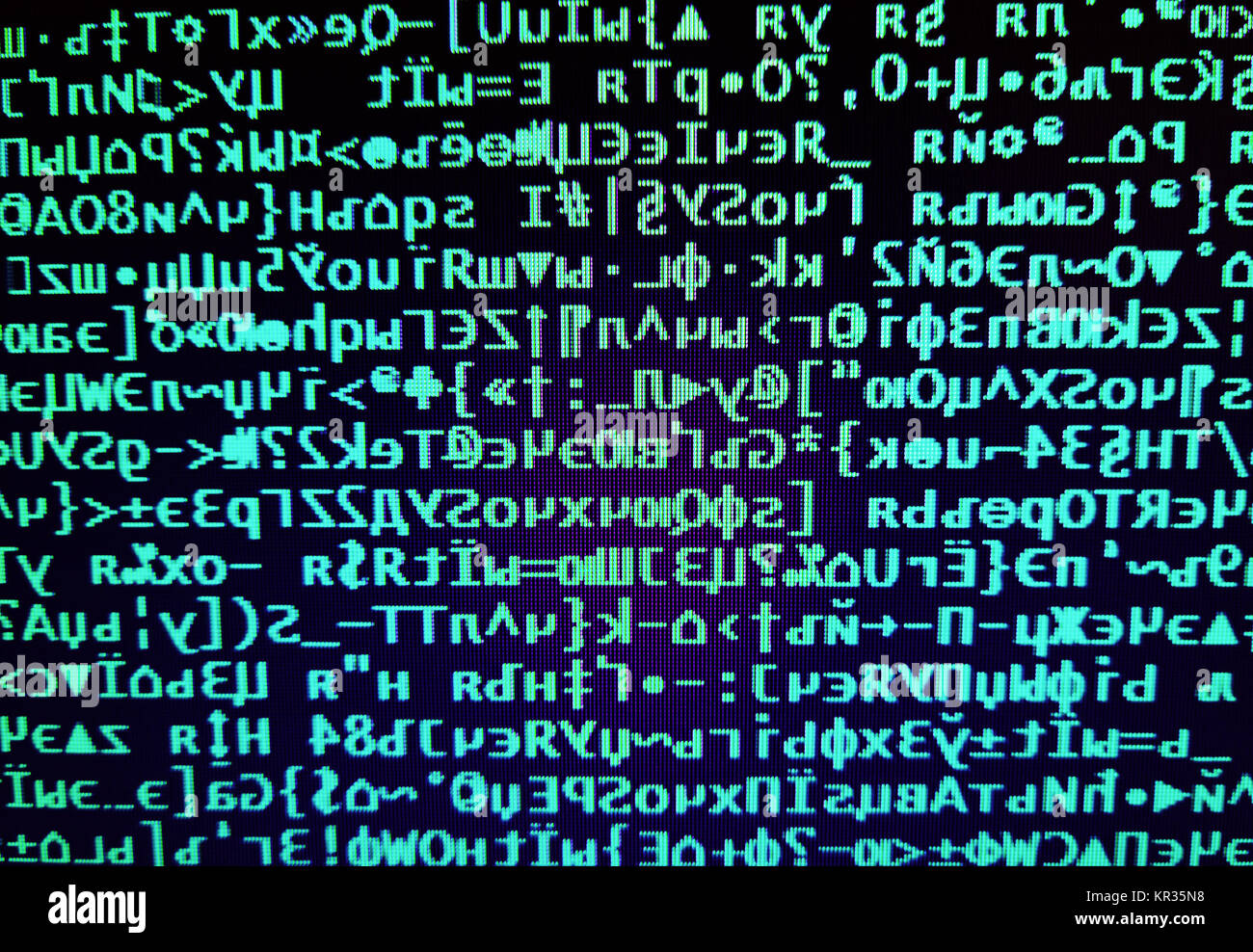 Green hacker code on display console illustration background Stock Photo