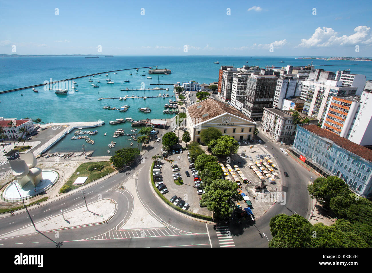 View on a old port of the Salvador de Bahia city in Brazil Stock Photo