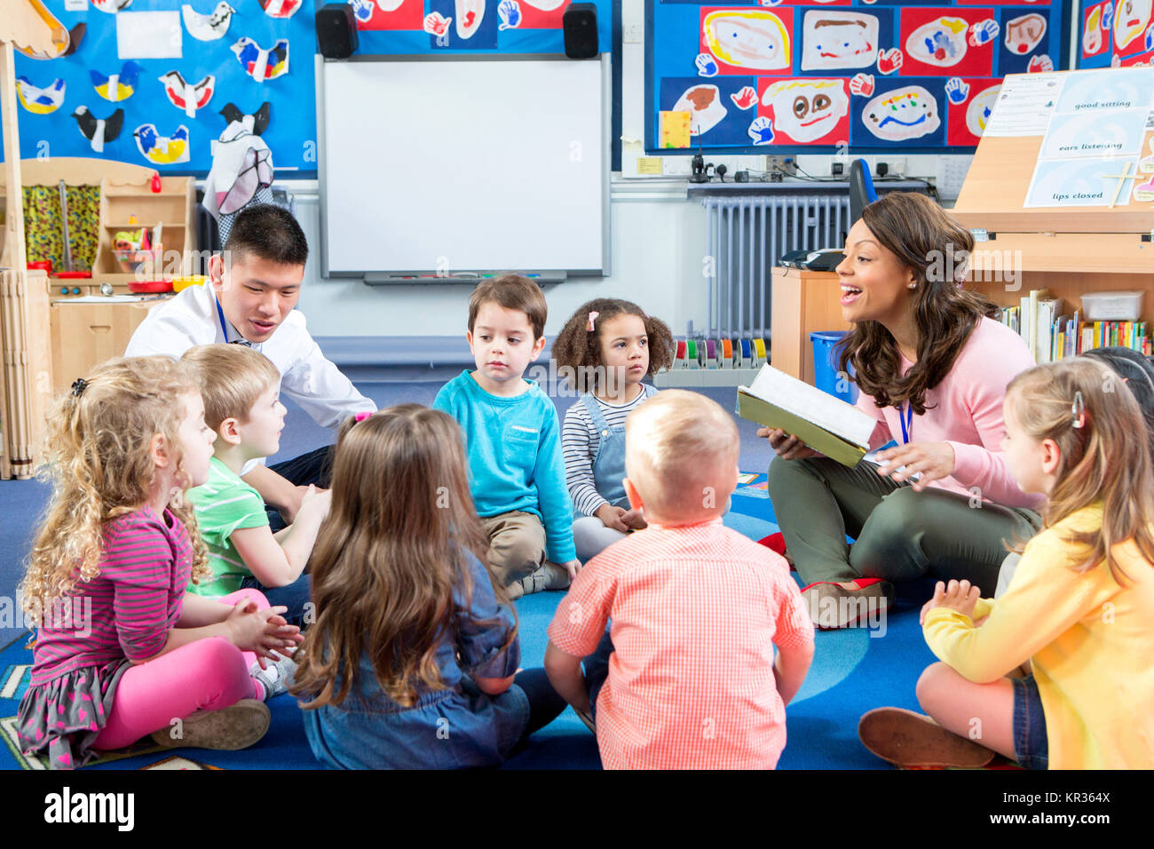 Story Time at Nursery Stock Photo Alamy