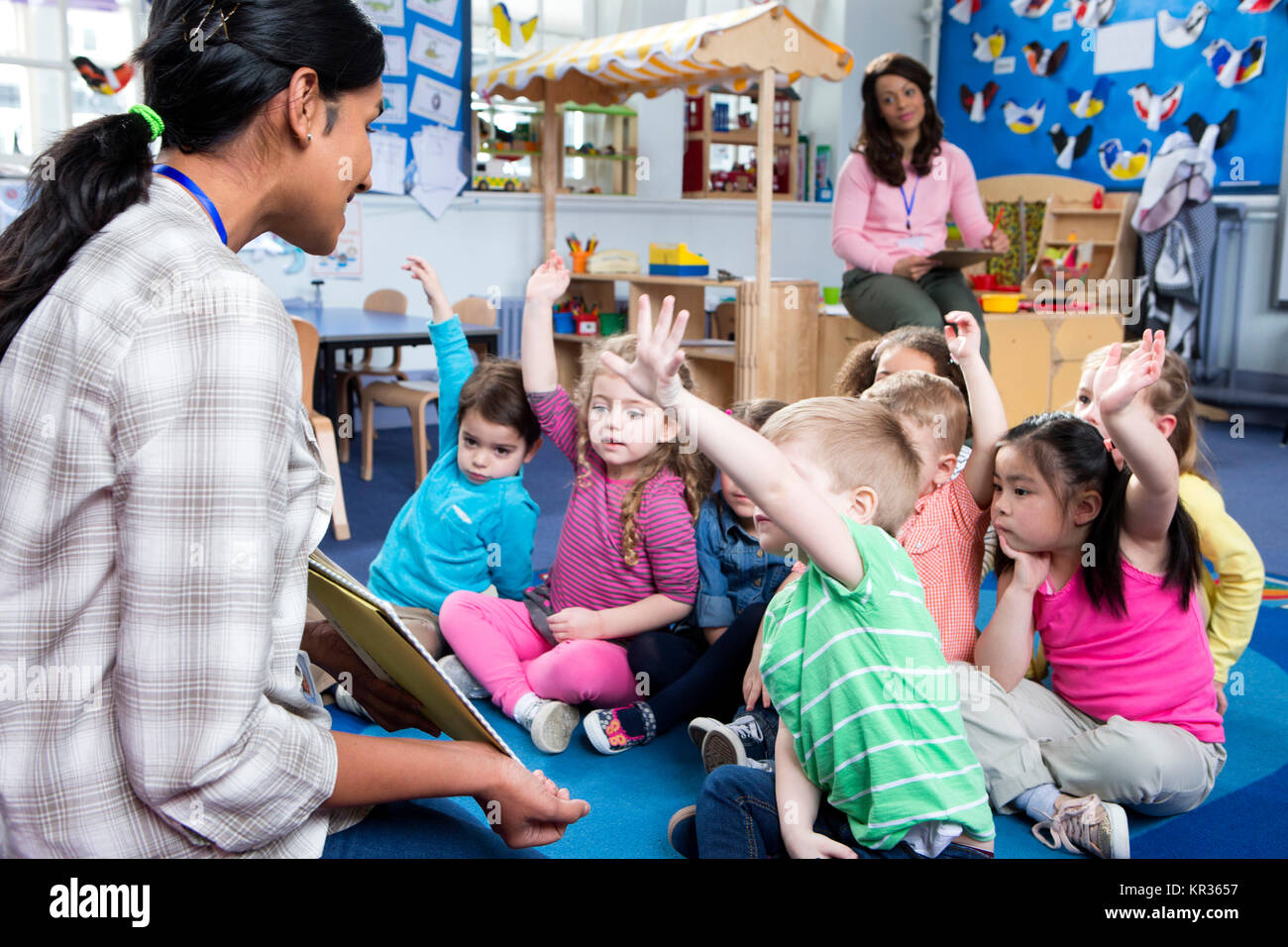 Storytime at Nursery Stock Photo