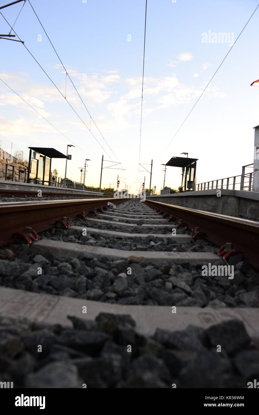 railroad tracks in spain Stock Photo Alamy