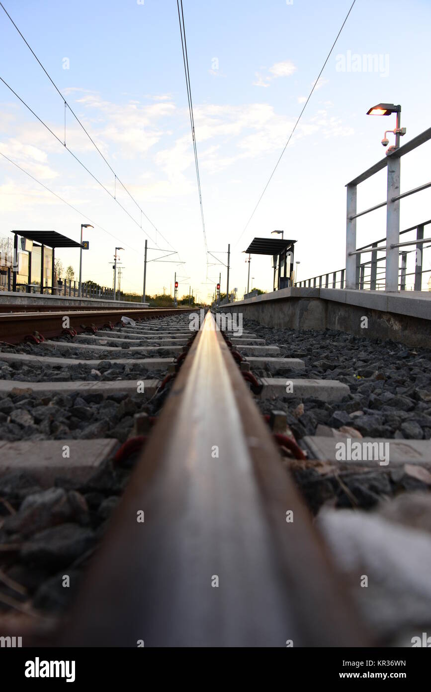 railroad tracks in spain Stock Photo Alamy
