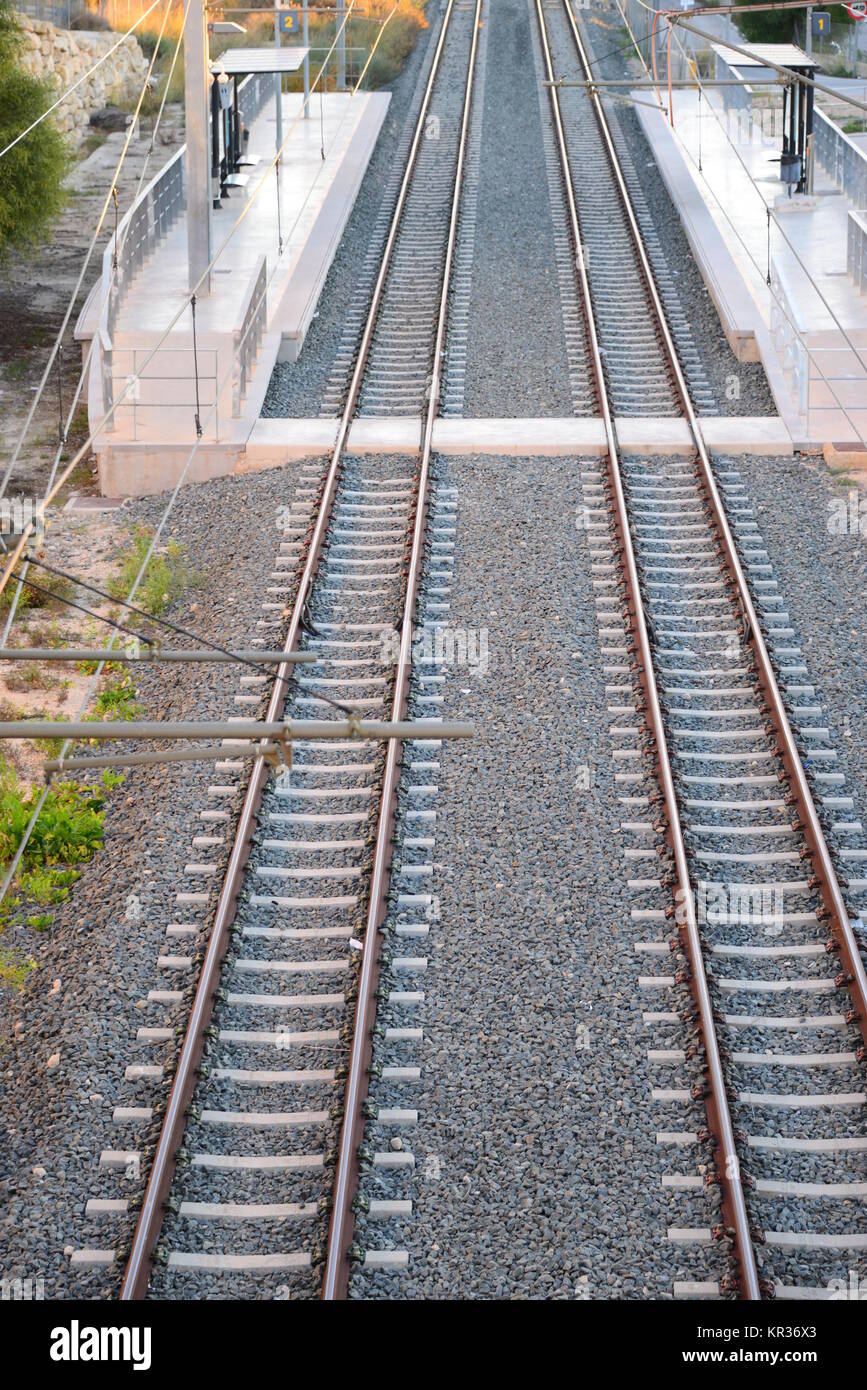 railroad tracks in spain Stock Photo Alamy