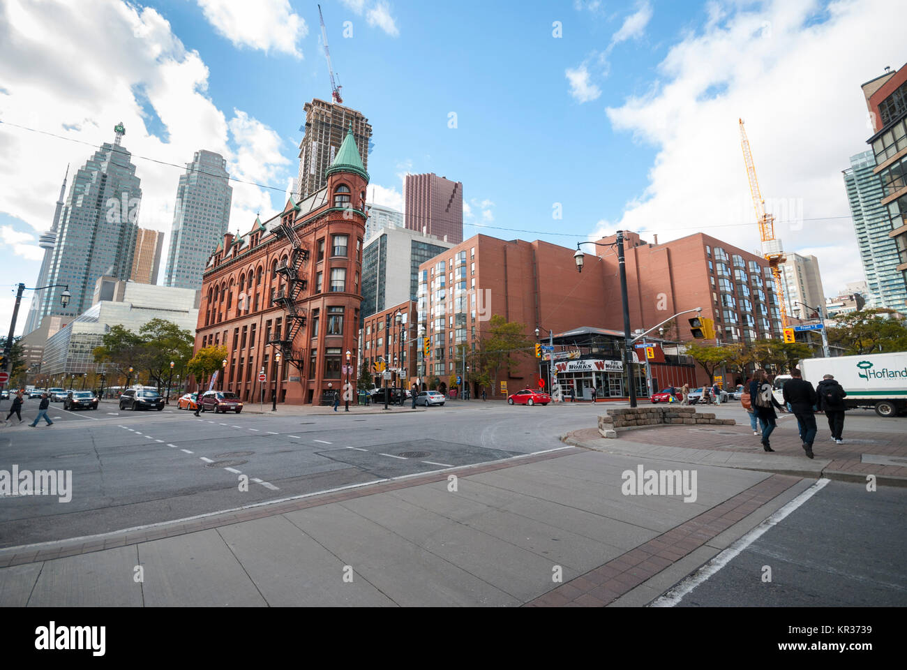 Distinctive Gooderham flatiron building on Front street in downtown Toronto Ontario Canada Stock Photo