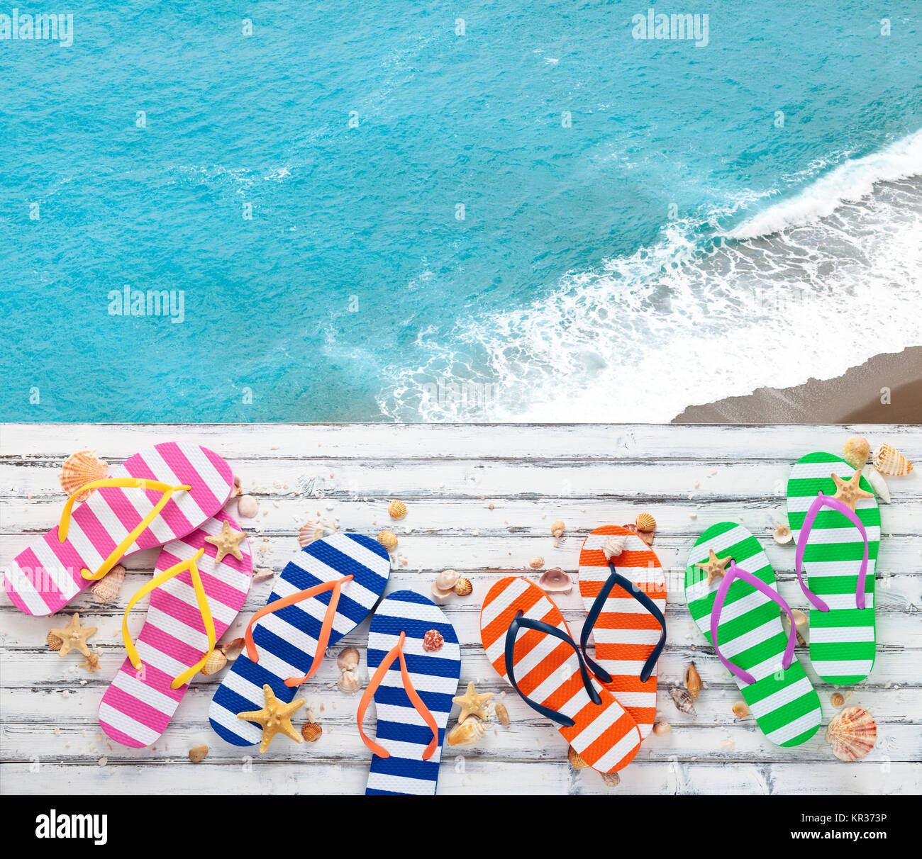 salmon colored flip flops