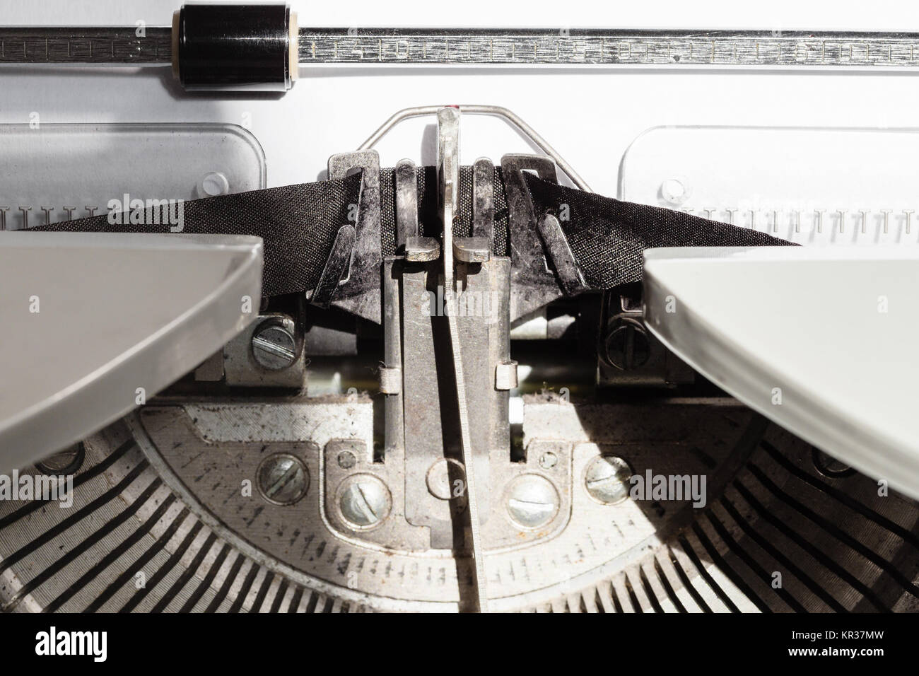 typebar types ink ribbon in old typewriter Stock Photo Alamy
