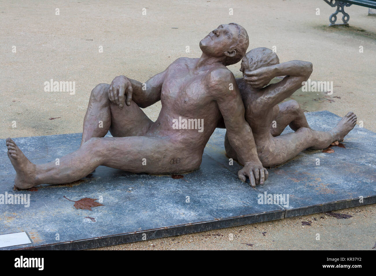 Sculpture called by 'Mirando la noche' by Eduardo Chillida Belzunce, Place du Louvre, Paris, France Stock Photo