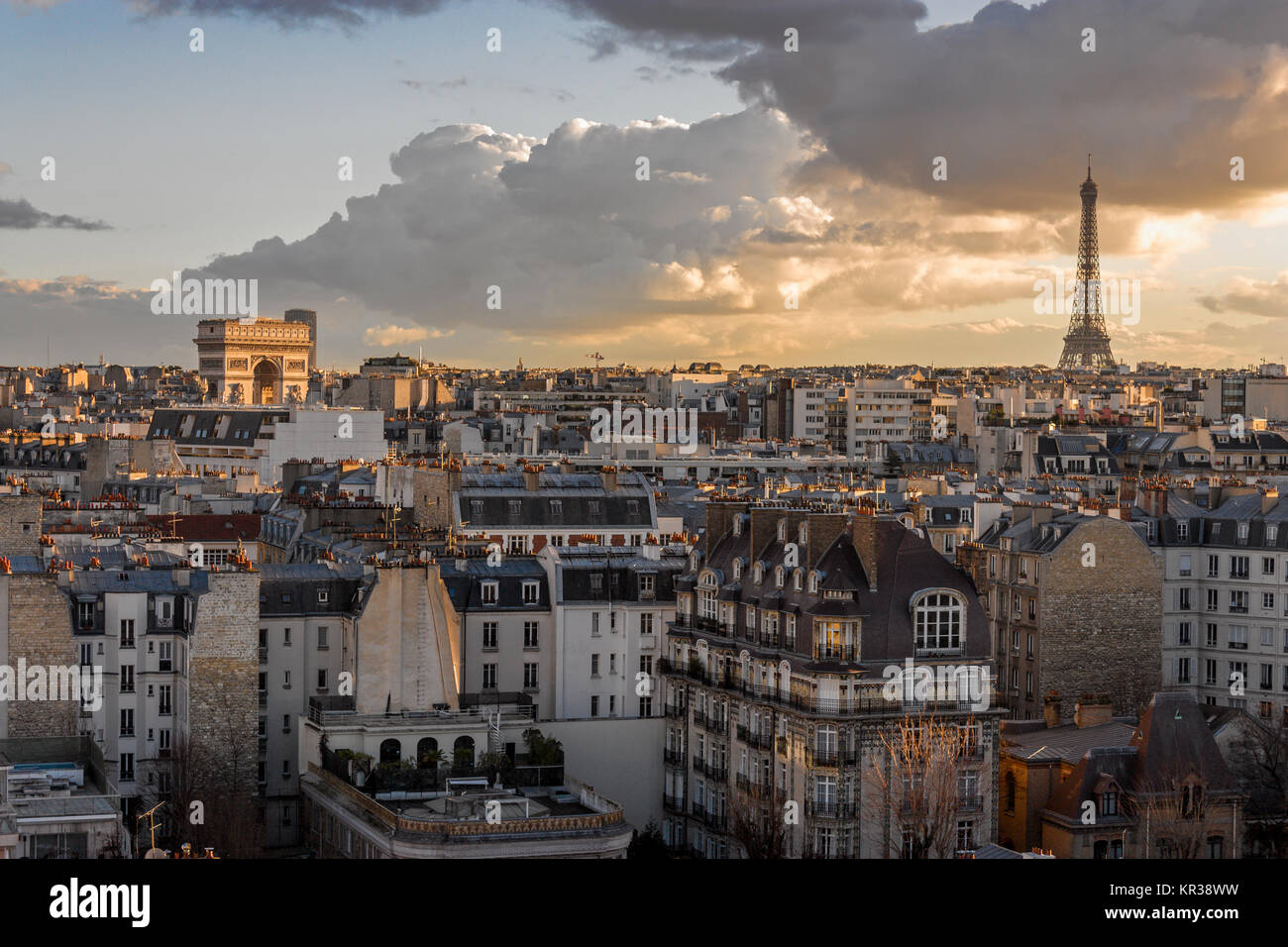 View of Paris from a 12th floor apartment in the 17th arrondissement, Paris, France Stock Photo