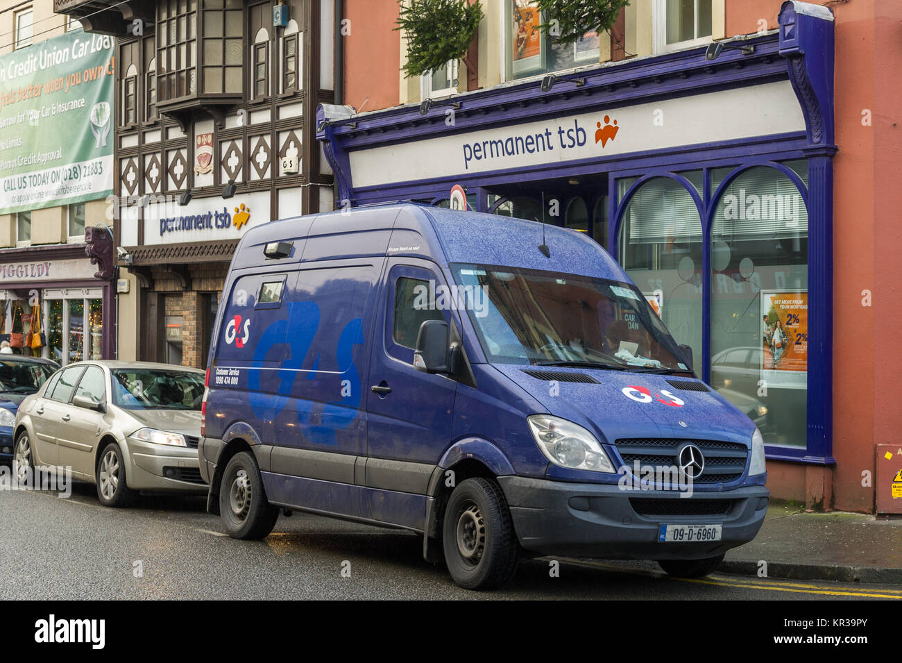 G4S Cash in Transit van outside a branch of Permanent TSB in Skibbereen, County Cork, Ireland. Stock Photo