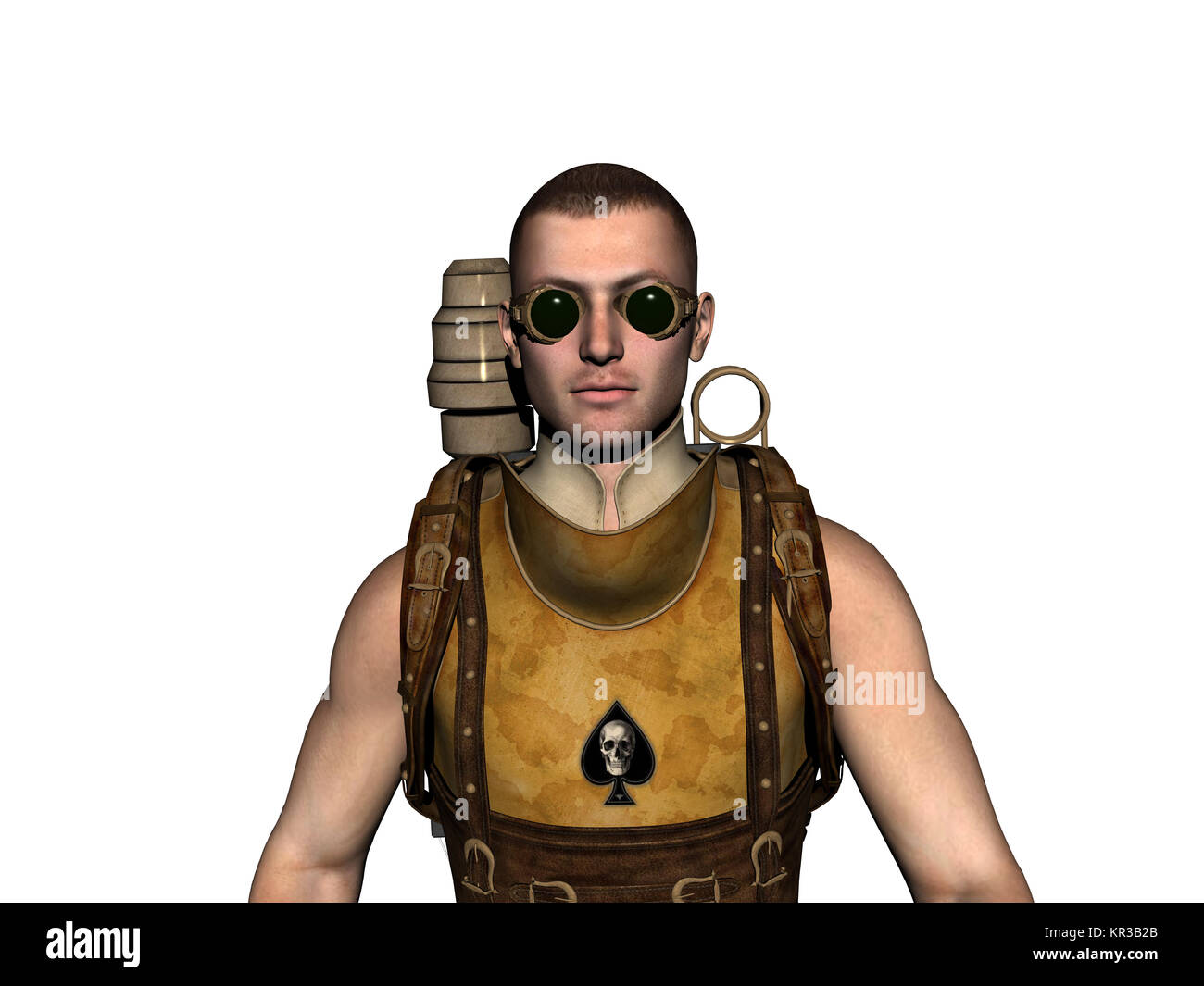 soldier released with art backpack of the future Stock Photo