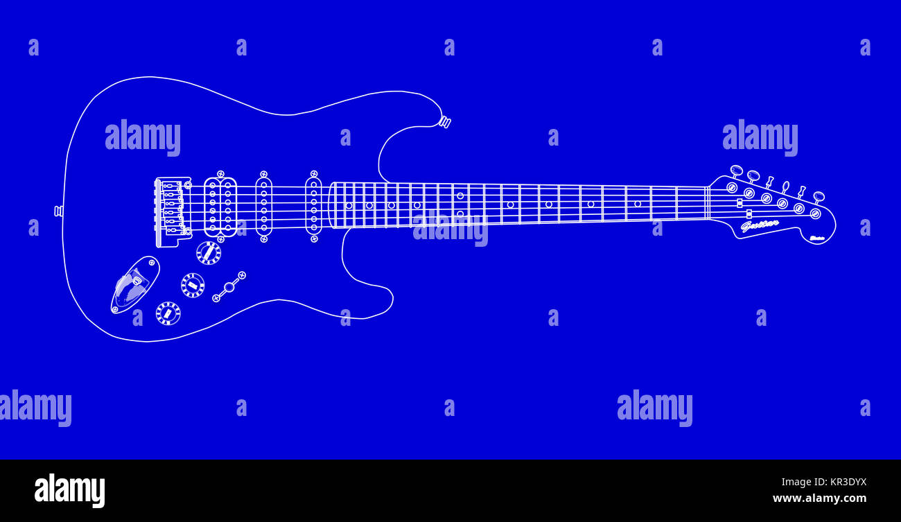 Electric Guitar Blueprint Stock Photo - Alamy