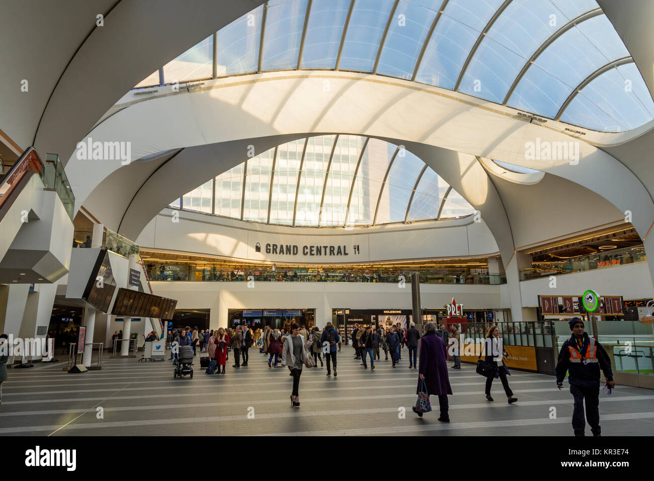 The atrium at New Street railway station, Grand Central complex, Birmingham, England, UK Stock Photo