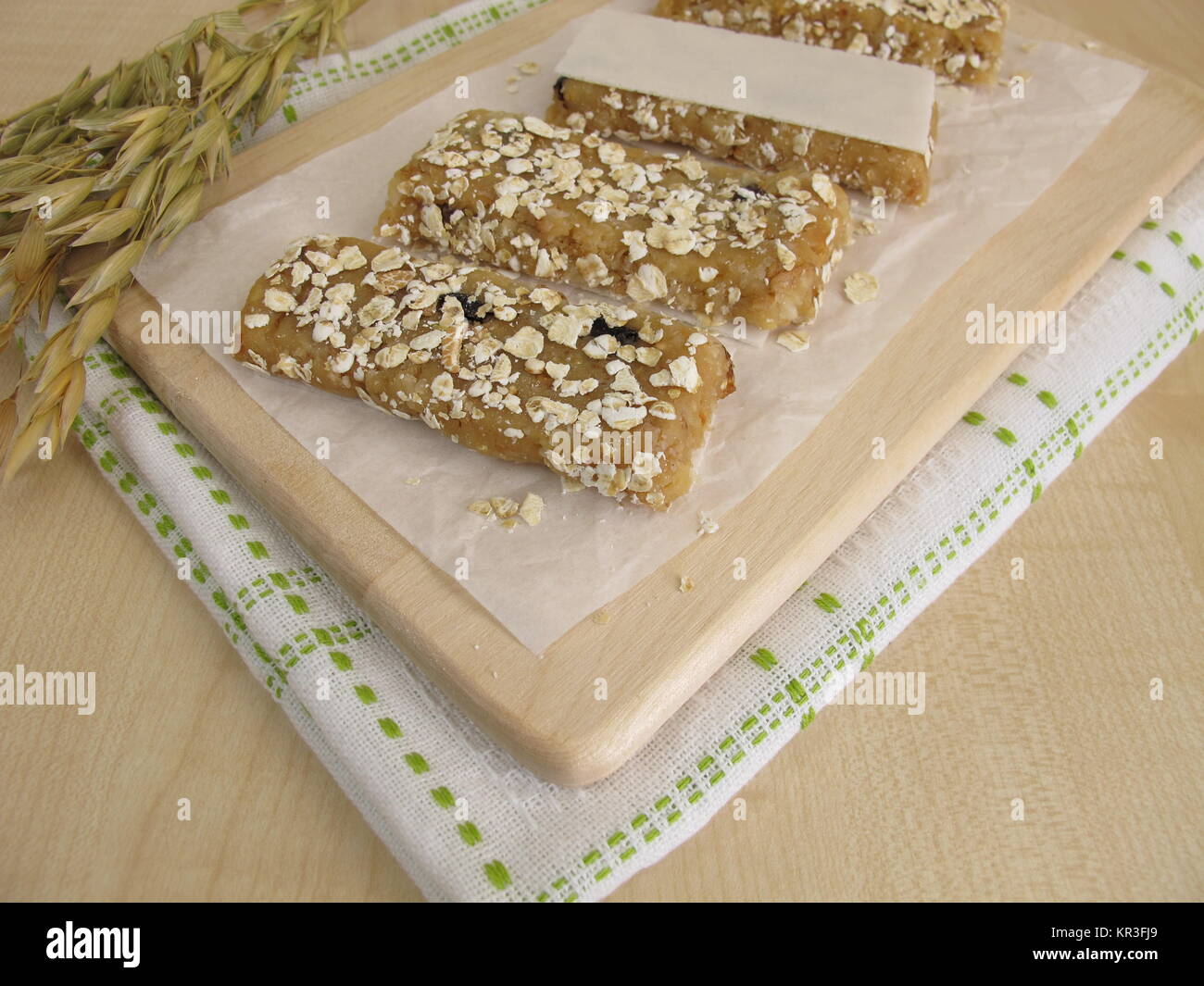 homemade oat bars with nuts and raisins Stock Photo Alamy