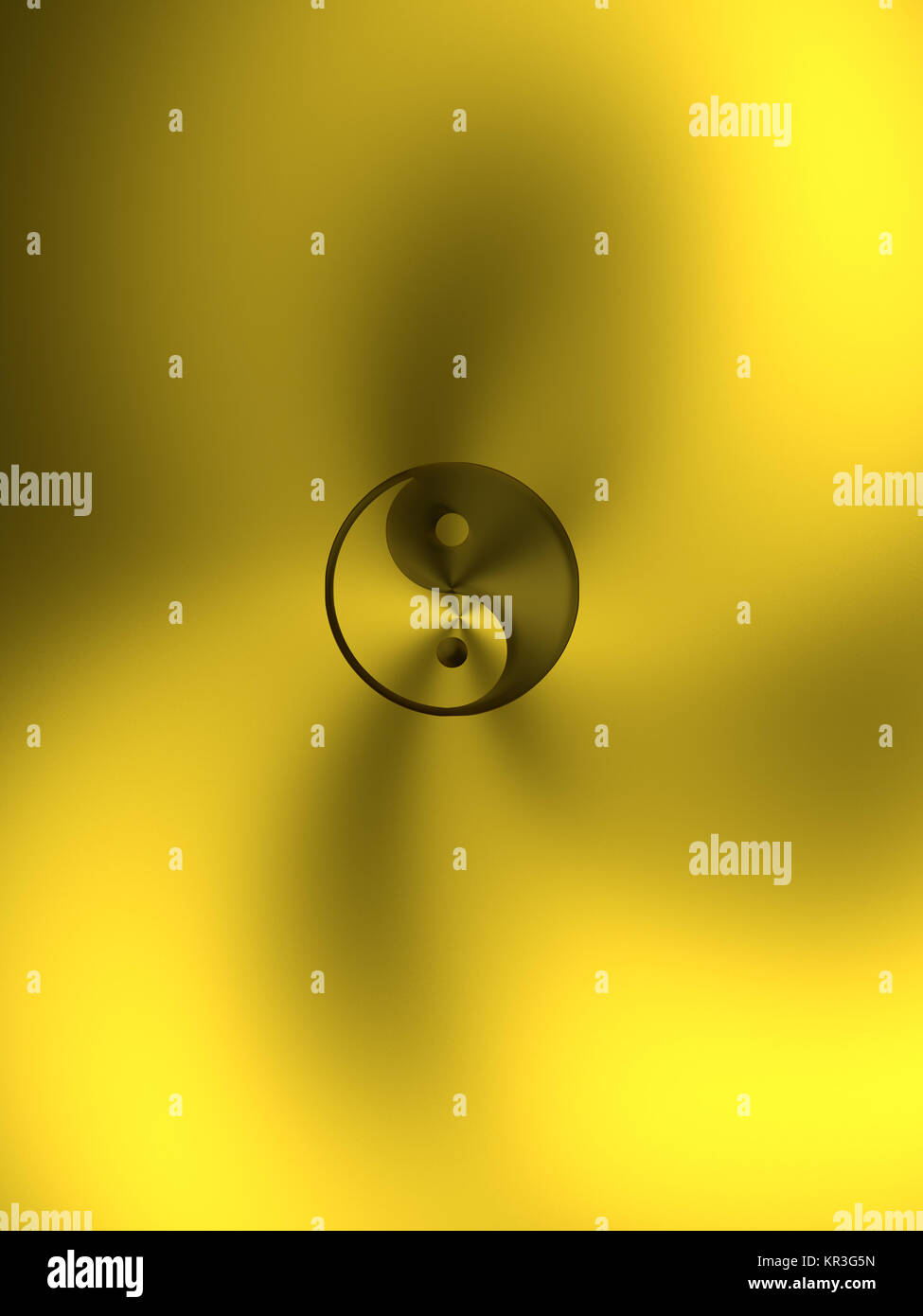 Yin and Yang 3d illustration on a golden background, 3d rendering Stock ...