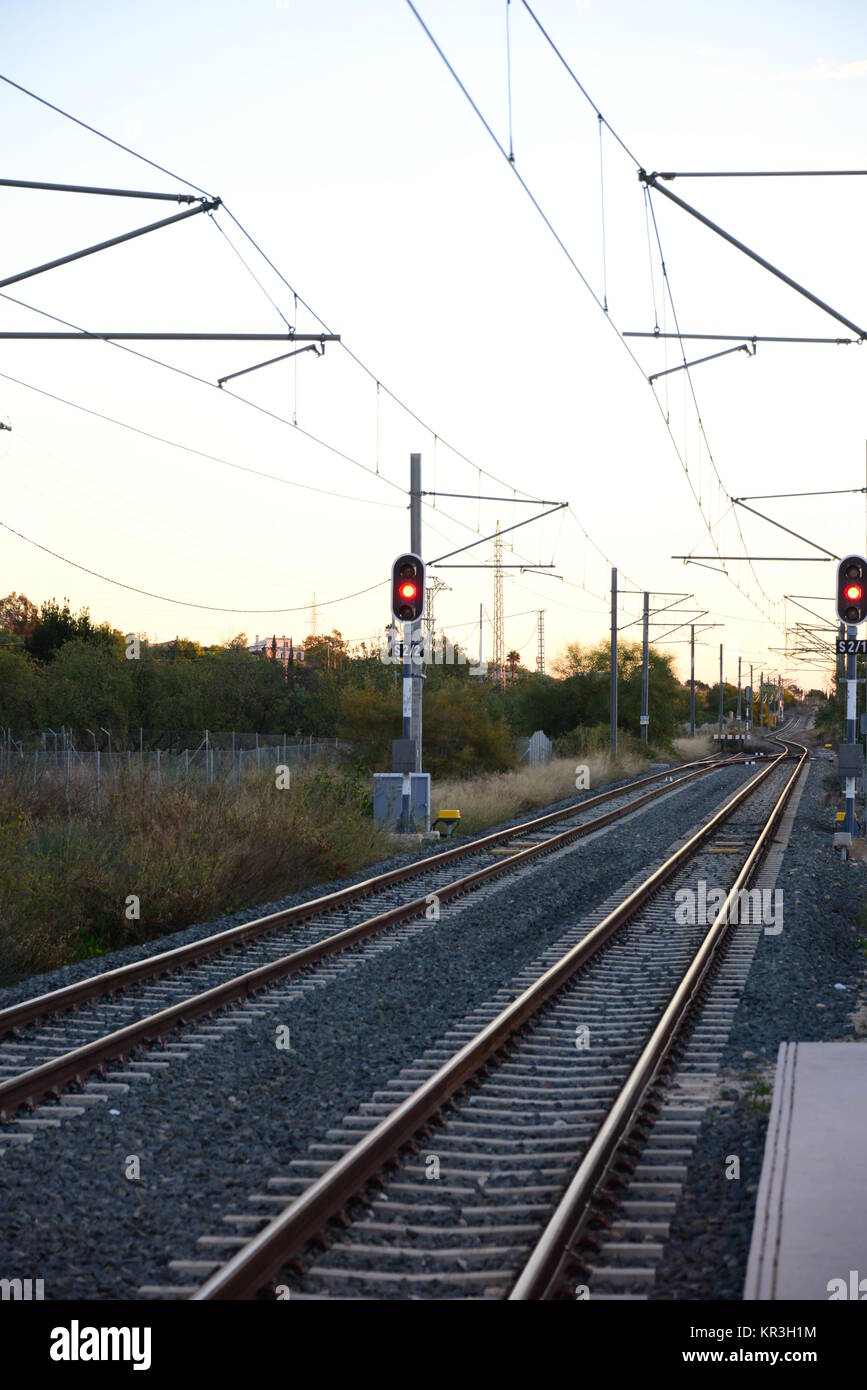 railroad tracks in spain Stock Photo Alamy