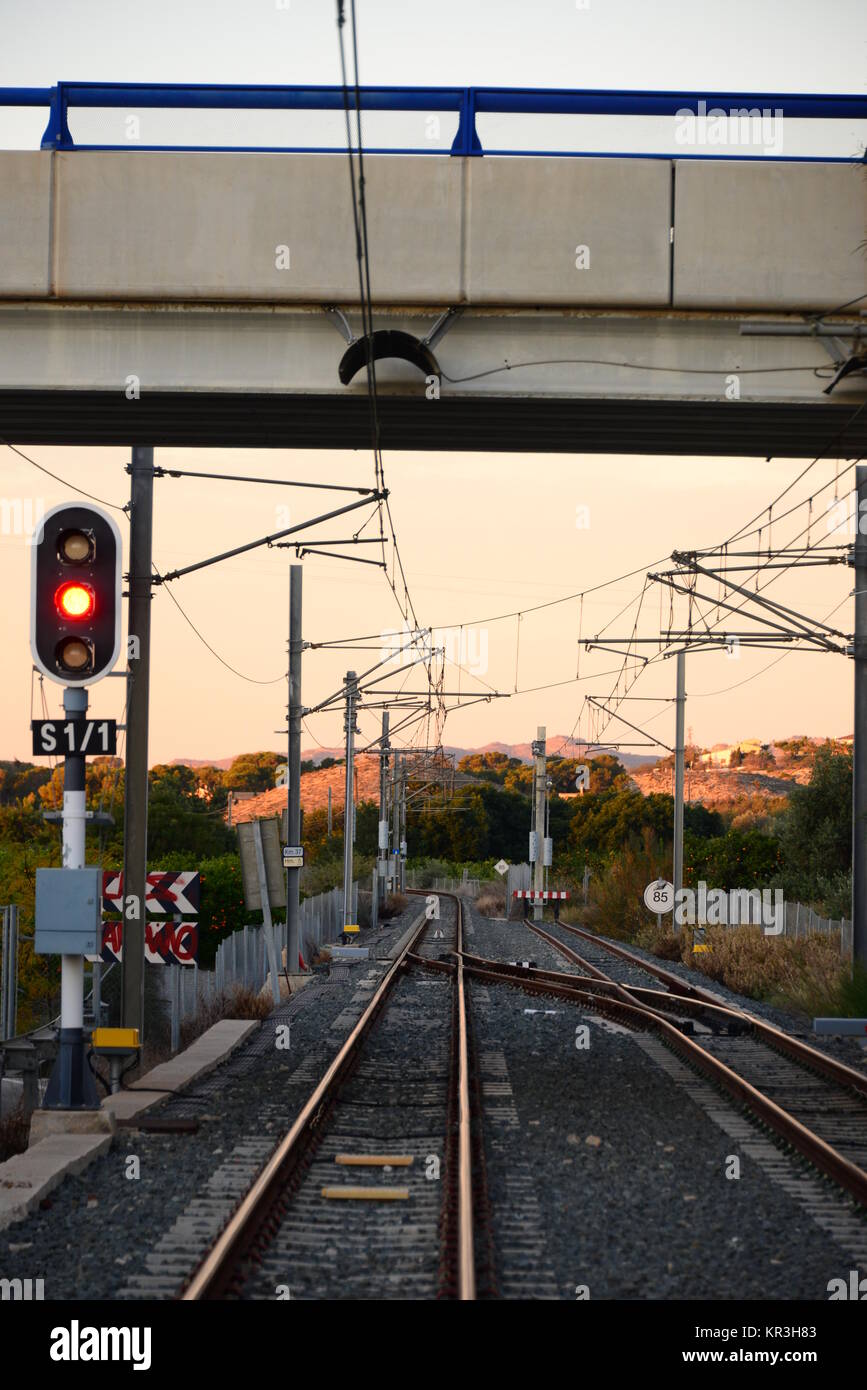 railroad tracks in spain Stock Photo Alamy