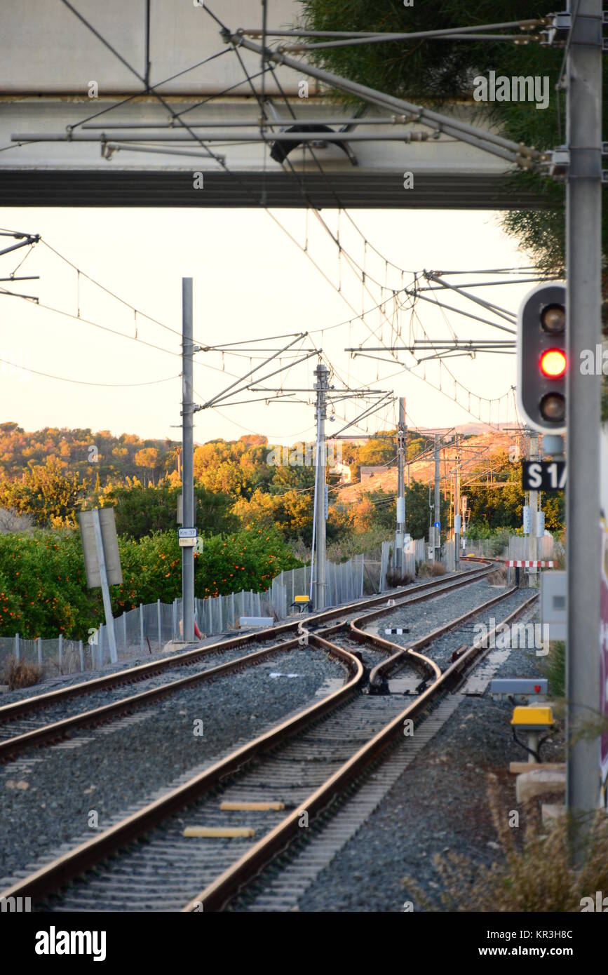 railroad tracks in spain Stock Photo Alamy
