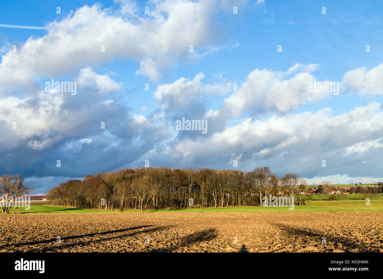 panorama of rural landscape with plowed fields and blue sky Stock Photo ...