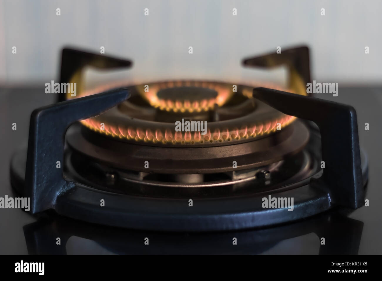 Gas stove burners in the kitchen Stock Photo