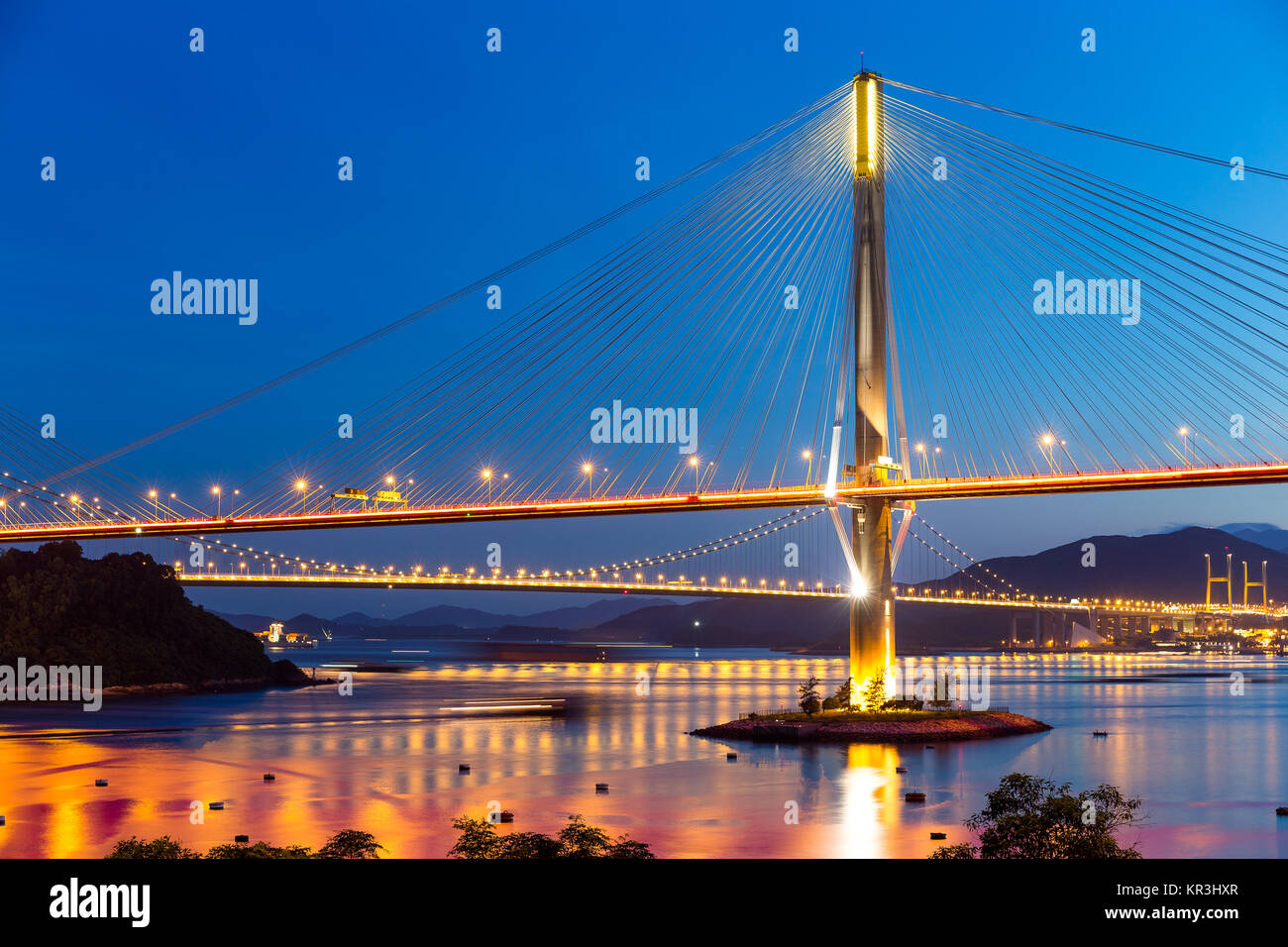 Bridge at sunset in Hong Kong Stock Photo - Alamy