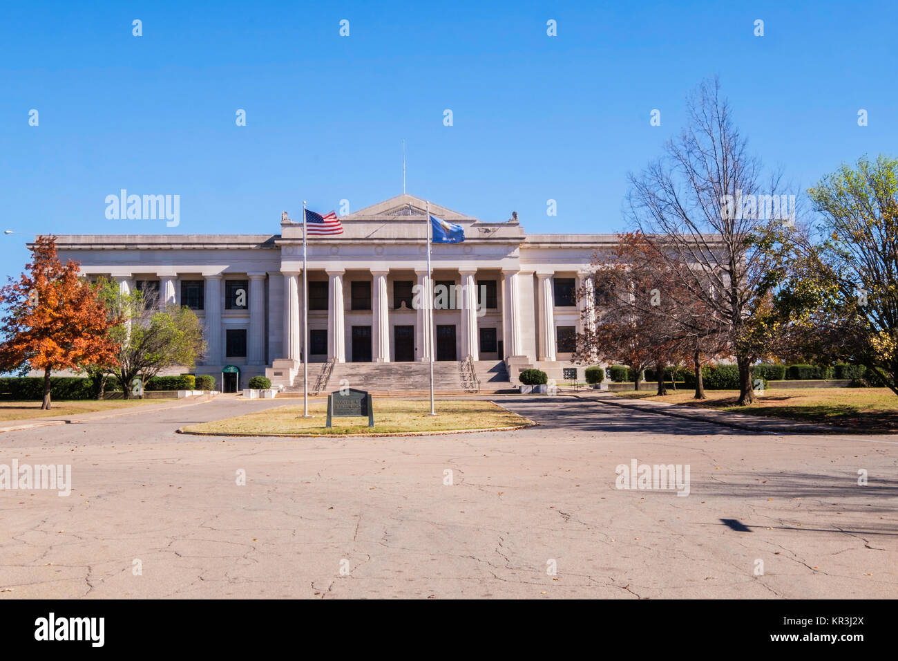 The Scottish Rite of Freemasonry temple, neo classic architecture with Doric columns in Guthrie, Oklahoma, USA. Stock Photo