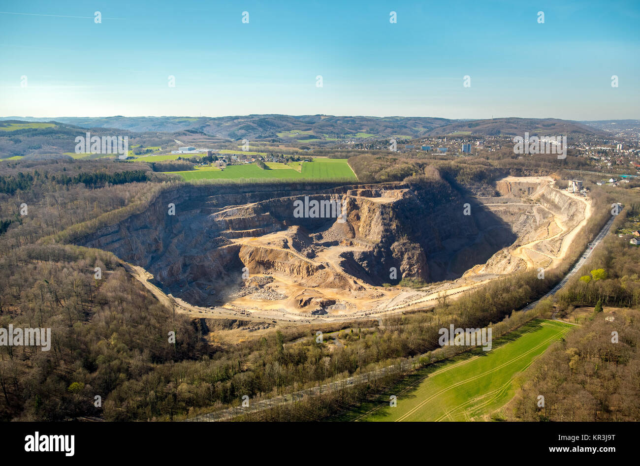 Quarry Herbeck, limestone, stone crushers, paths in the quarry
