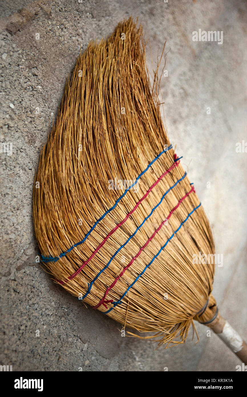 Old straw broom Stock Photo Alamy