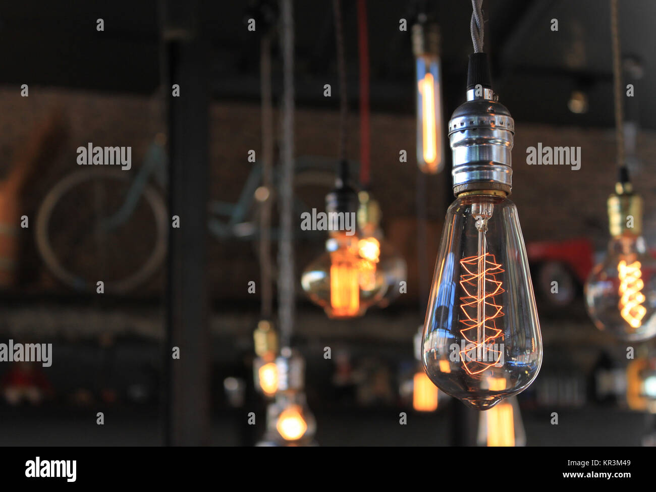 Decorative light bulbs on beautiful background Stock Photo