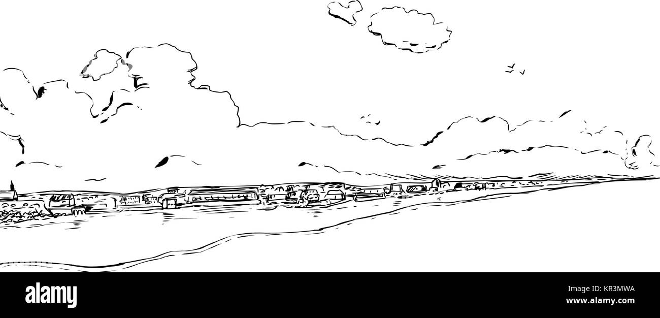 18th Century Stockholm Outline Sketch Stock Photo