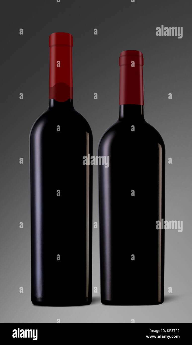Two red wine bottles Stock Photo Alamy