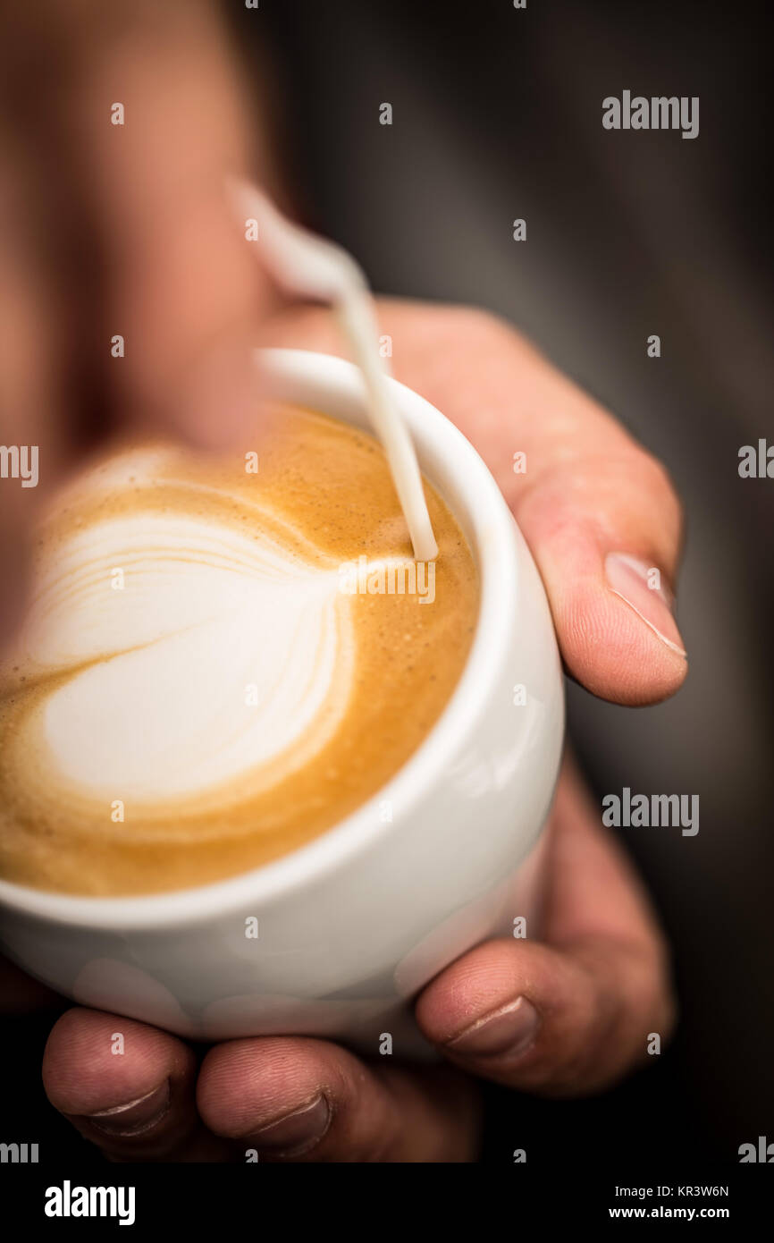 Coffee with heart shape latte art Stock Photo