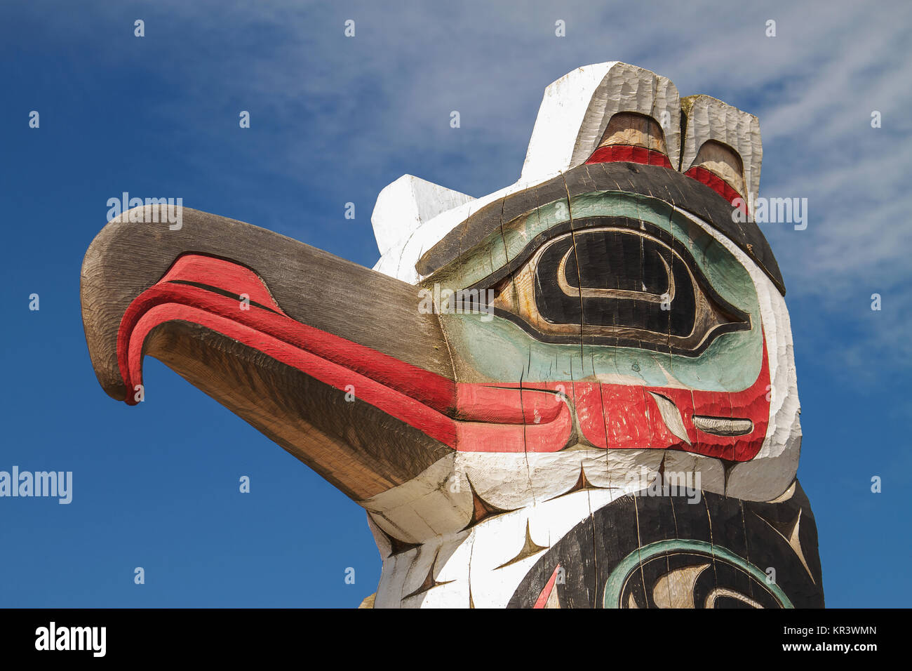 Detail of Carved Totem Pole in Alaska Stock Photo - Alamy