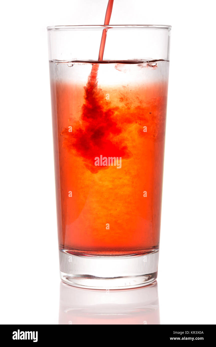 Pouring Squash into Glass of Water Stock Photo Alamy