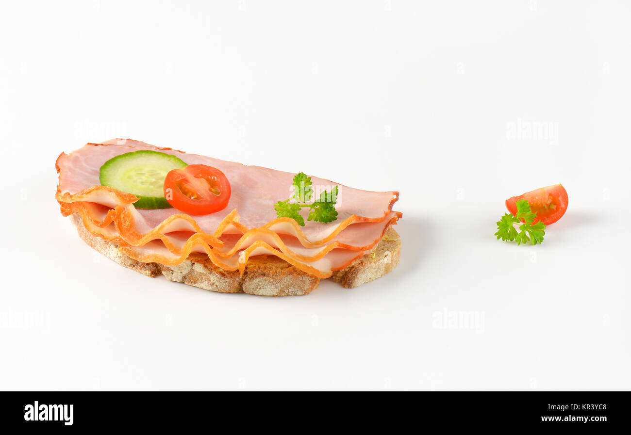 open faced ham sandwich Stock Photo Alamy