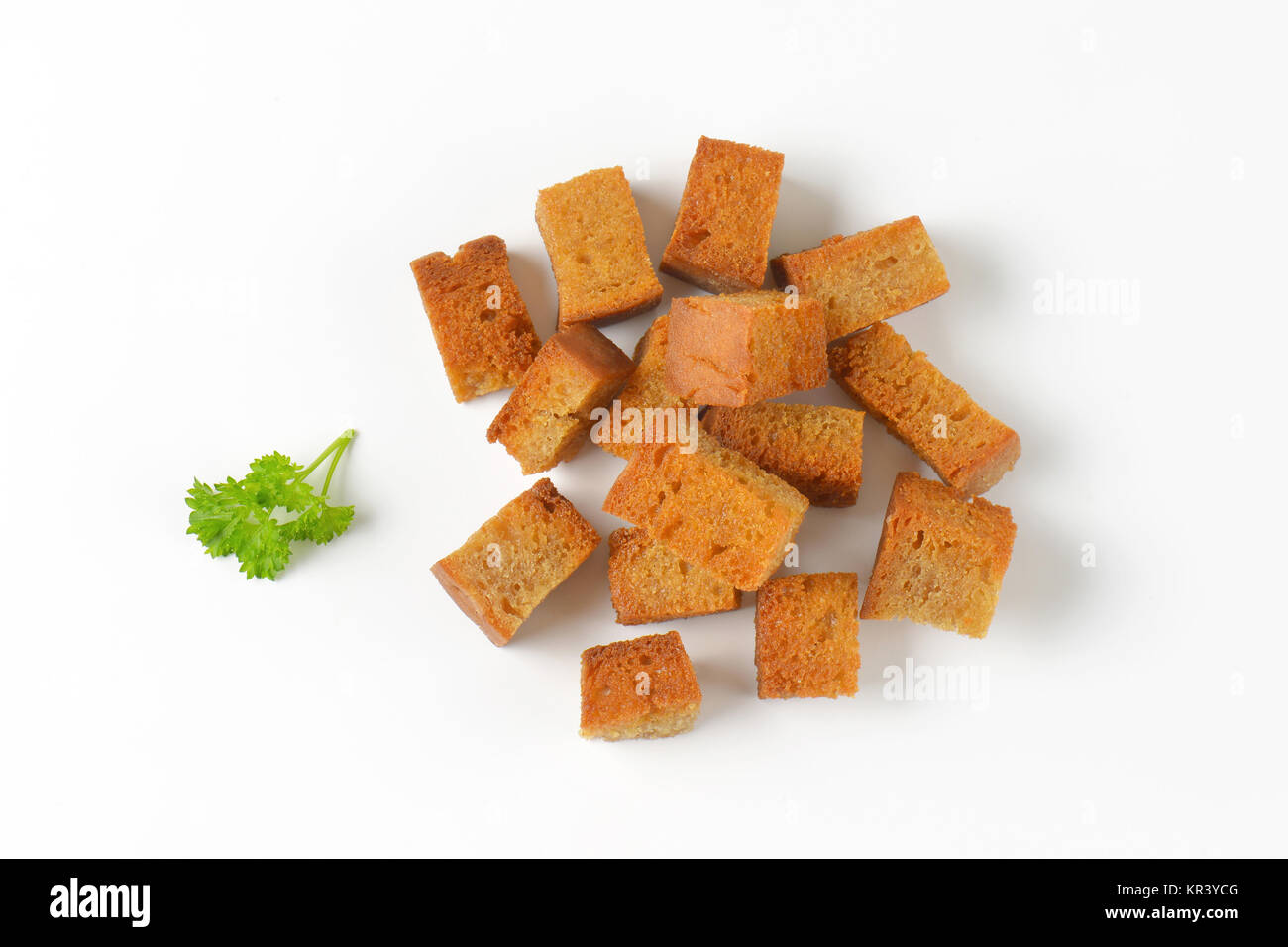 pan fried bread cubes Stock Photo Alamy
